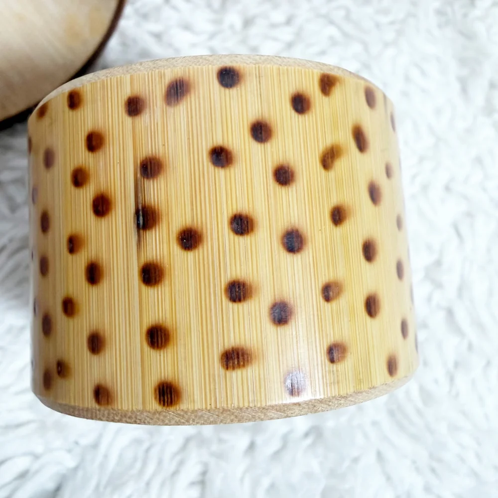 Rustic Tortoise Bamboo Style Napkin Rings - Dotted Natural Wood Tropical Table